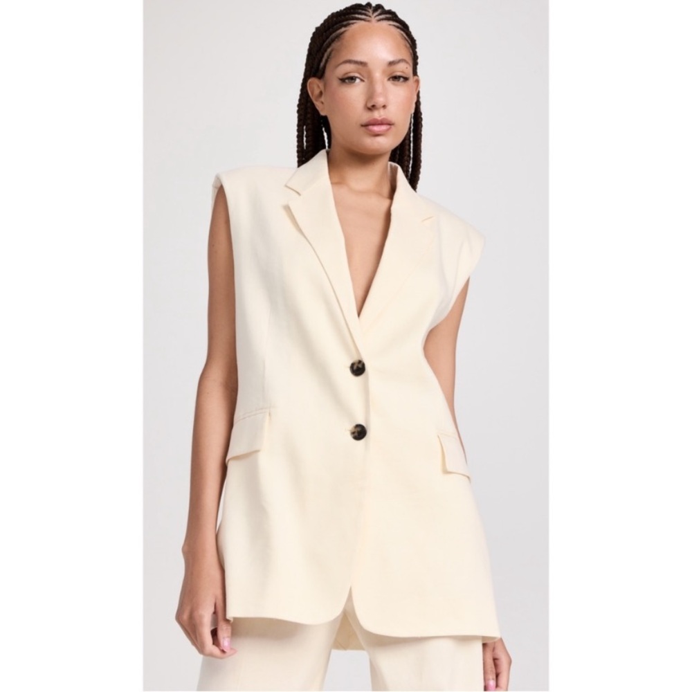 FRAME oversized linen blend vest in off-white from Frame. MSRP $598.00